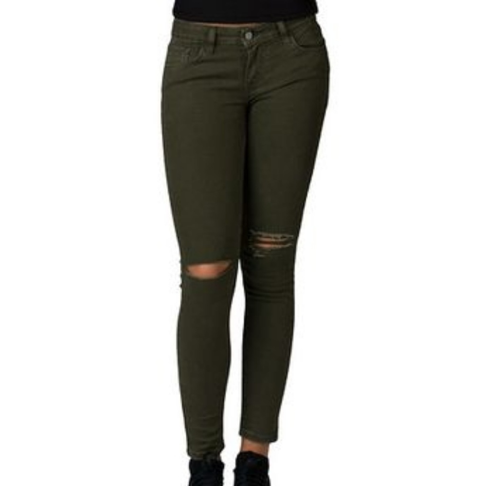 Levi's olive green ripped 535 super skinny